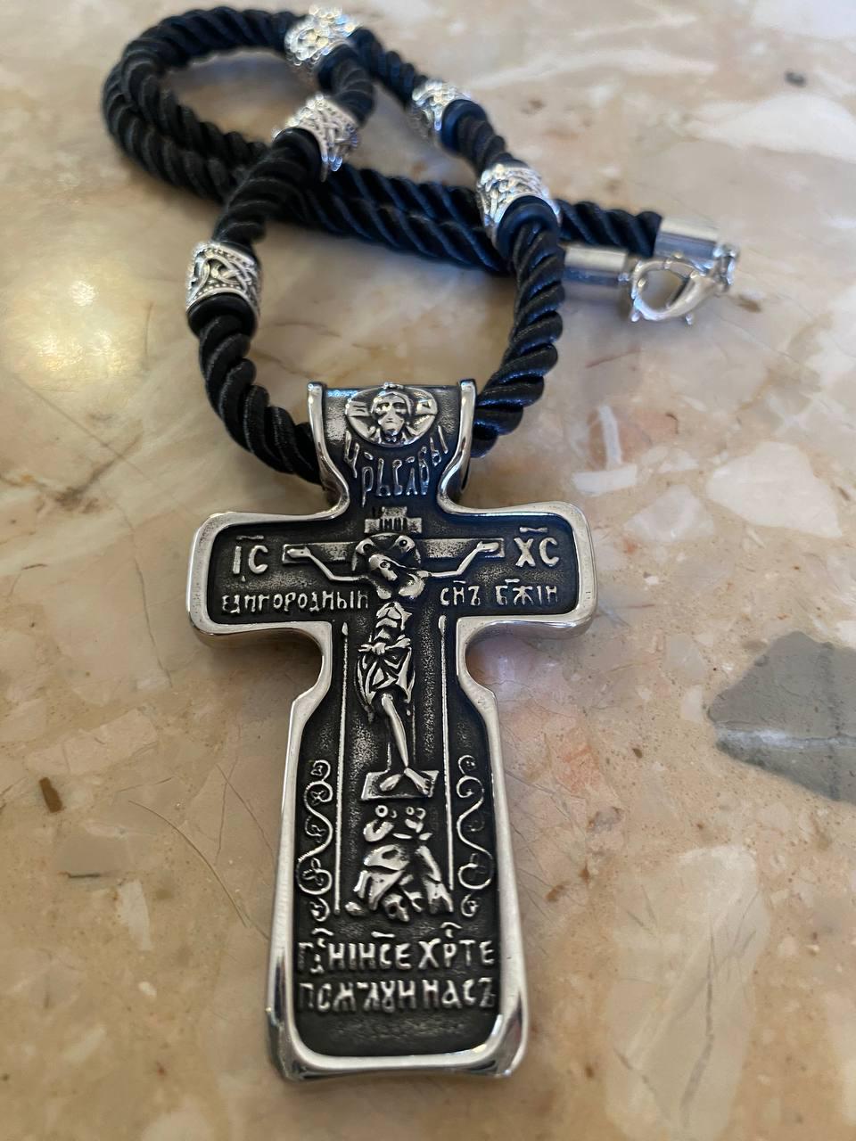 Колье LITAURS з підвіскою оберіг хрест двосторонній з молитвою (250304)