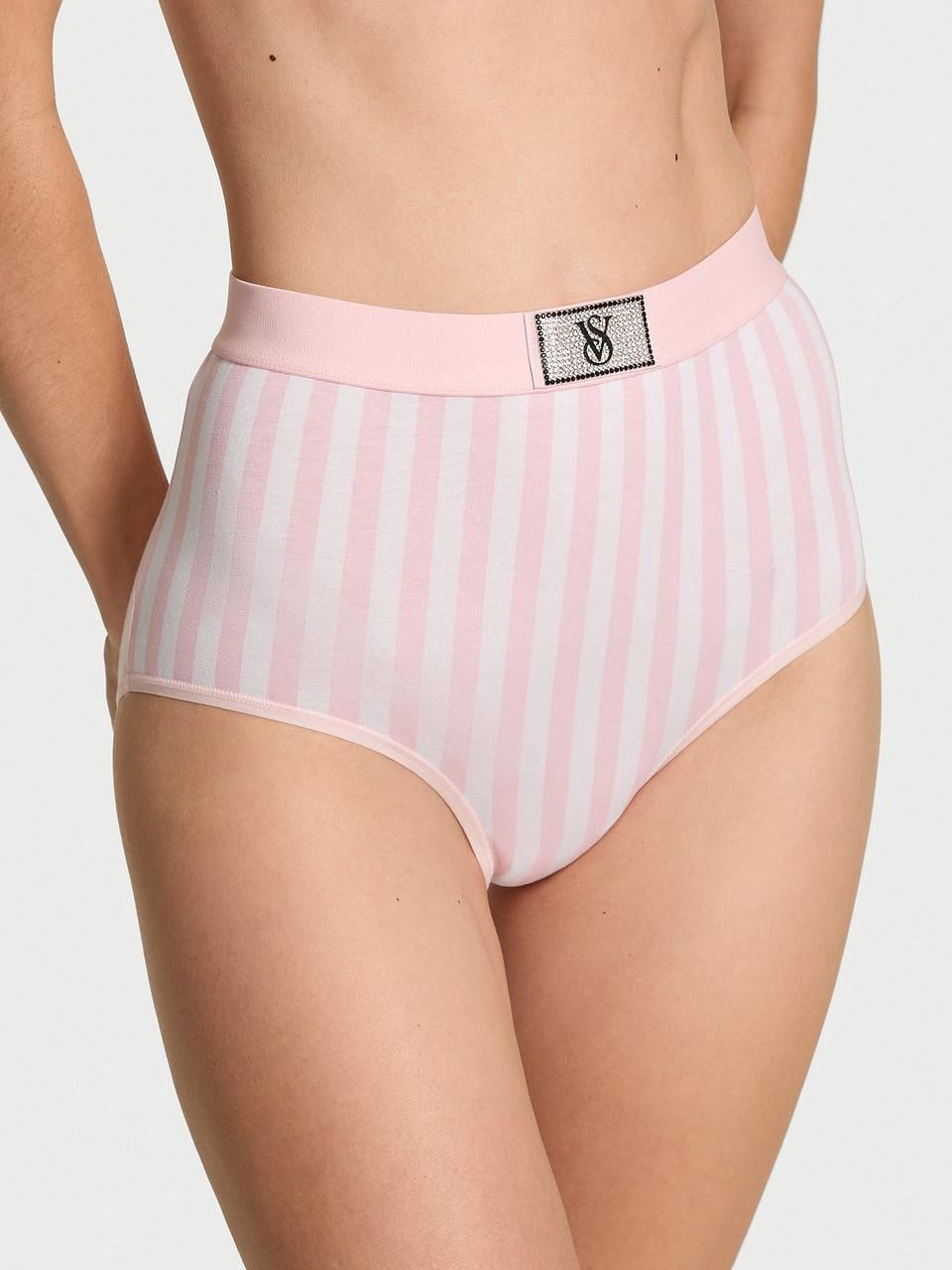 Трусики женские Victoria's Secret Logo Cotton Shine Patch Modern Brief XS Розовый (43652955162747)