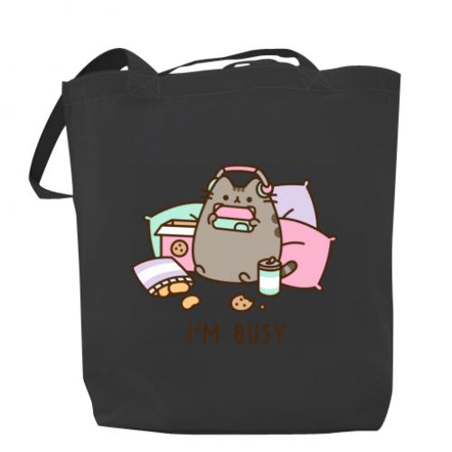 Шопер Pusheen "I'm Busy" 37х41 см Темно-серый (13422422-28-184714)