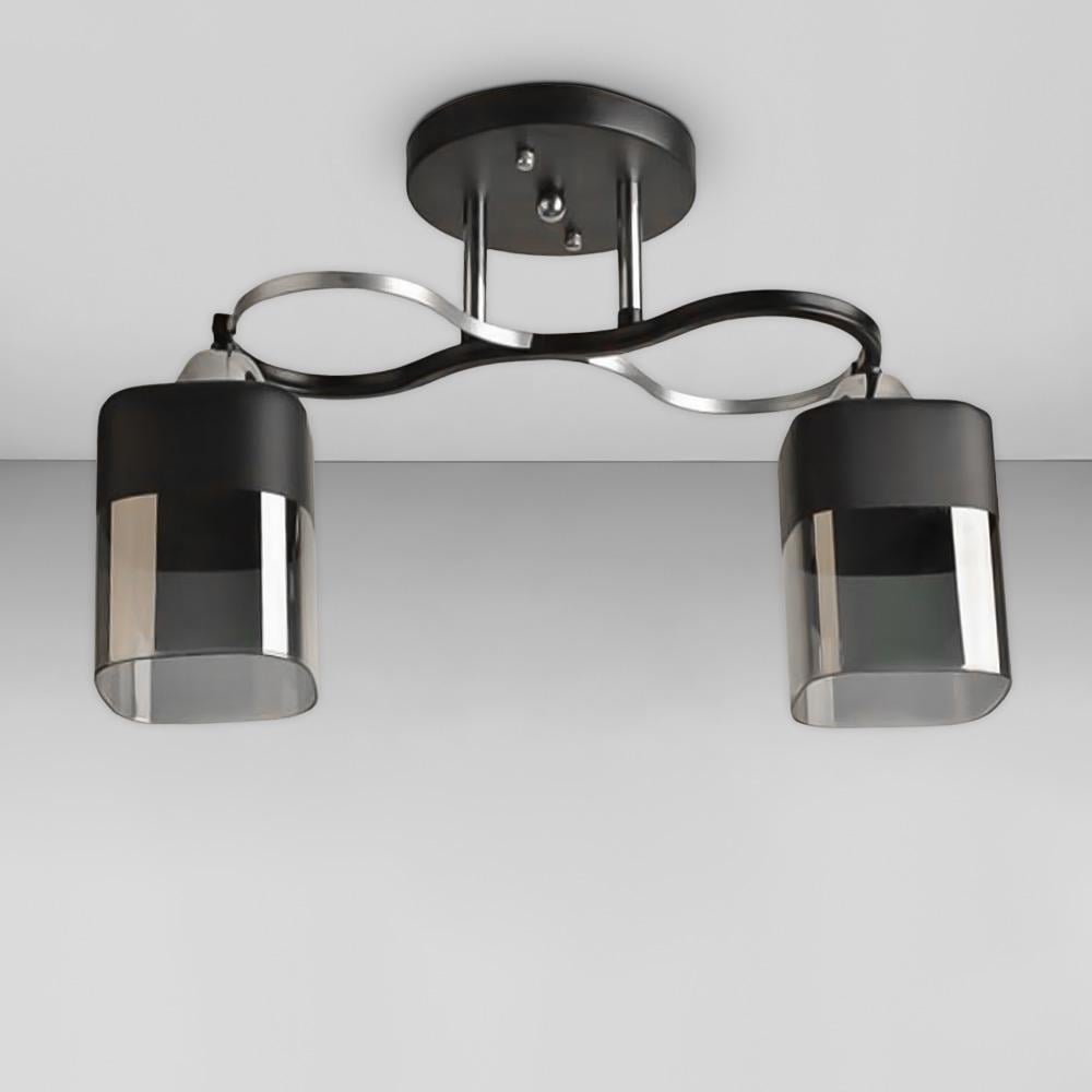 Люстра потолочная Lighthouse SH-20459/2A BK/CR 420х150х240 E27х2 плафон черный/серый Черный/Хром
