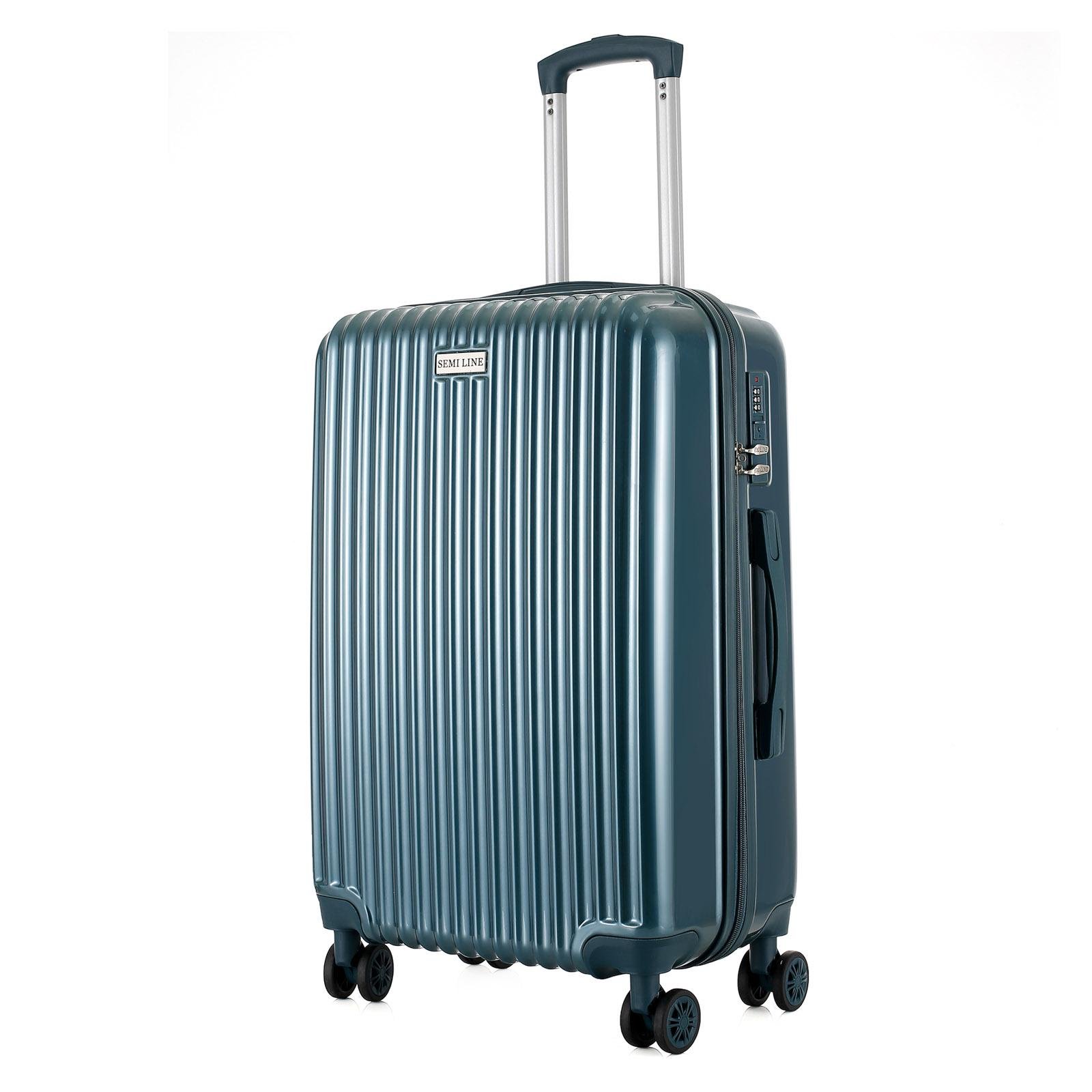 Валіза SEMI LINE 24" T5955-2 66 л полікарбонат/ABS 4 спарені колеса алюмінієва ручка заглиблений кодовий замок M Blue
