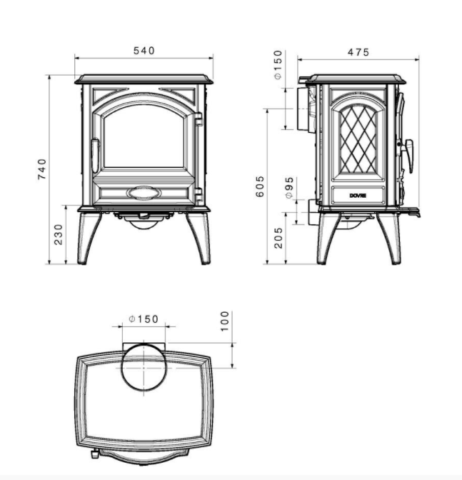 Піч-камін на дровах в класичному стилі Dovre CLASSIC 540 W 6,5 кВт - фото 6