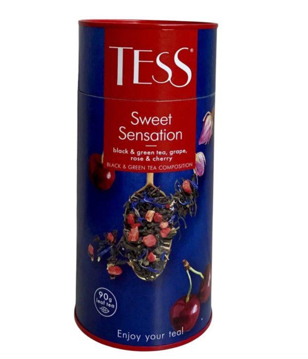 Чай чорний/зелений Tess Туба листовий зі шматочками фруктів/пелюстками квітів та ароматом винограду 90 г (59209)