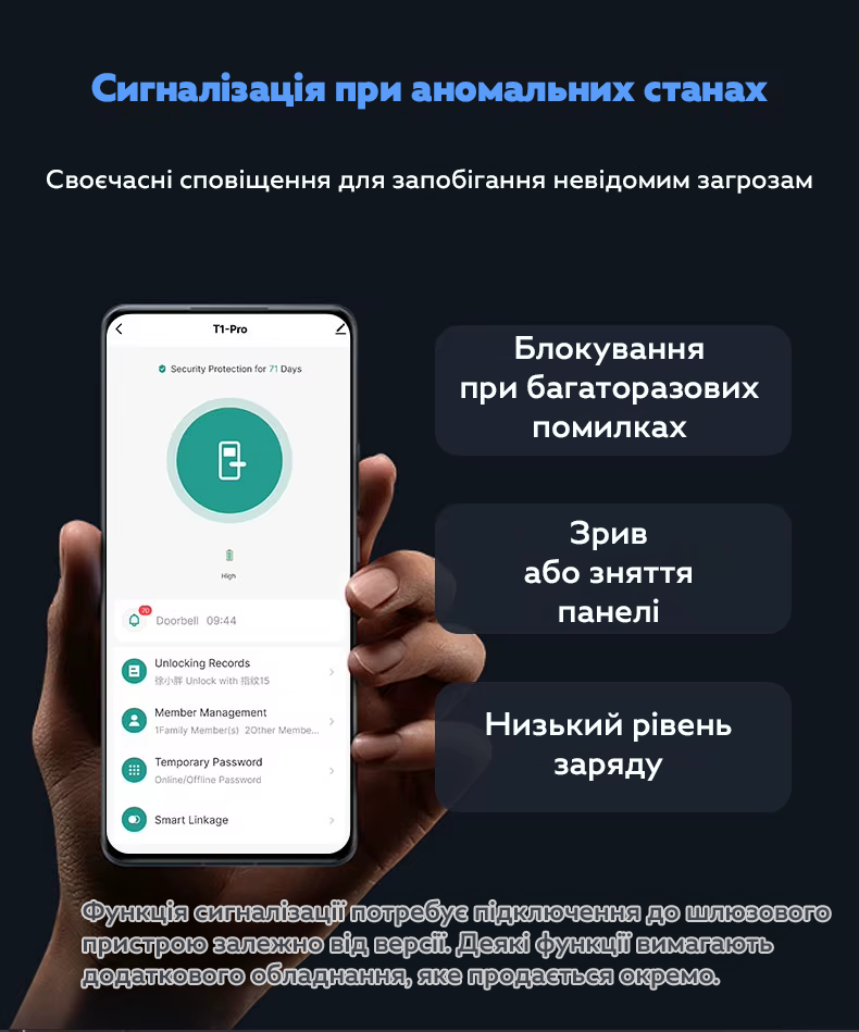 Замок біометричний дверний NaviCat X6 Pro електронний з підтримкою програми TUYA Black (3_06742) - фото 7 Замок біометричний дверний NaviCat X6 Pro електронний з підтримкою програми TUYA Black (3_06742) - фото 7