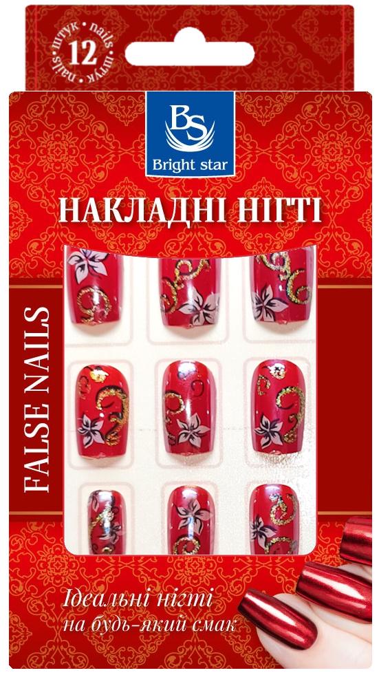 Накладные ногти Bright Star с рисунком в упаковке 12 шт. (KP12-007-04)