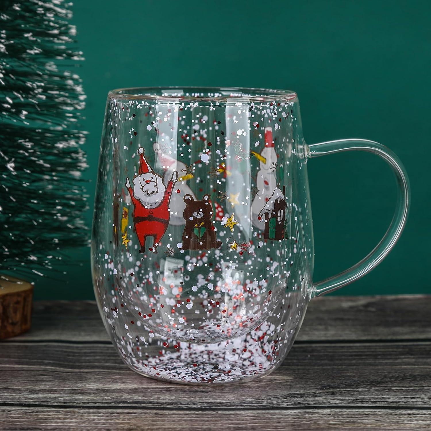 Чашка новогодняя с двойным дном Christmas tree Санта и друзья термостойкое стекло 350 мл (03-санта-R32792) - фото 6 Чашка новогодняя с двойным дном Christmas tree Санта и друзья термостойкое стекло 350 мл (03-санта-R32792) - фото 6