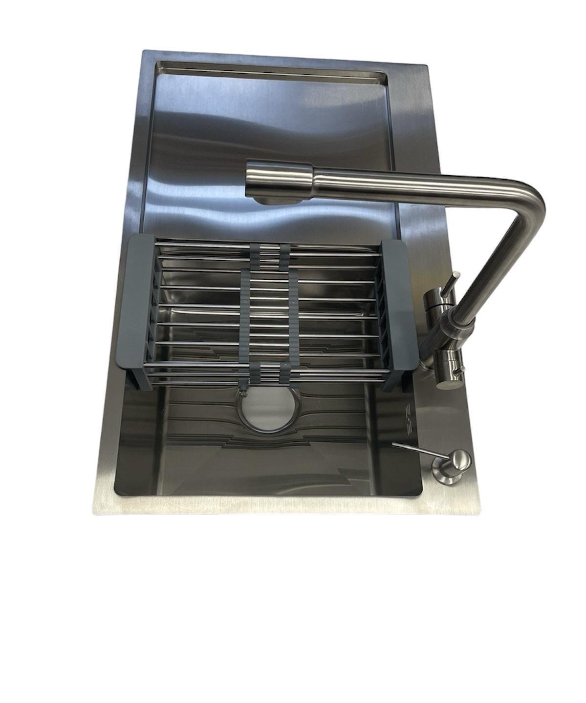 Мойка Lidz 7849BR см правая и смеситель для кухни Aria 020F1 с подключением для питьевой воды Lidz