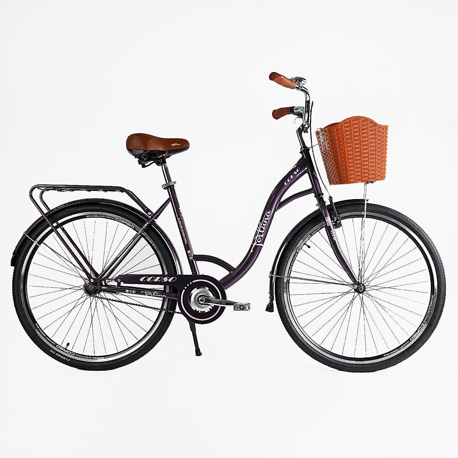Велосипед міський Corso Fortuna з кошиком та багажником рама 20"/28" Червоний
