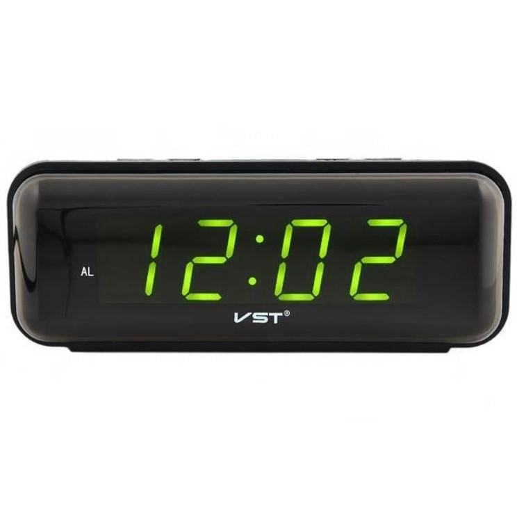 Часы настольные VST-738 электронные с подсветкой 220В Черный/Зеленый