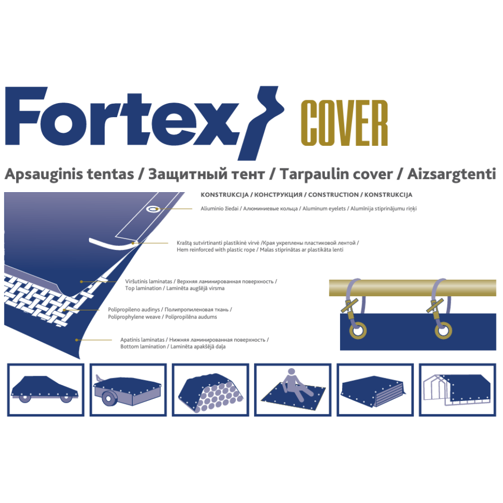 Тент захисний Fortex ламінований водостійкий 8х12 м 96 м2 100 г/м2 Зелений (350014) - фото 5 Тент захисний Fortex ламінований водостійкий 8х12 м 96 м2 100 г/м2 Зелений (350014) - фото 5