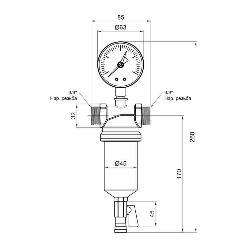 Самопромывной фильтр Icma 3/4" и 1/2" НВ №750 - фото 2