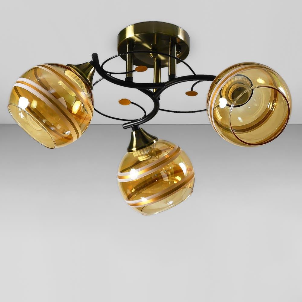 Люстра потолочная Light House SC-18740/3 BK/AB D450х240 Бронзовый/Черный/Янтарный