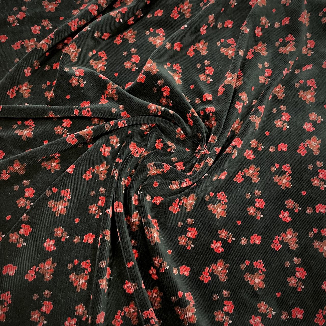 Трикотаж рубчик цветы Черный (24757965) Трикотаж рубчик цветы Черный (24757965)