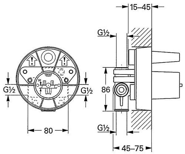 Внутренняя часть смесителя для душа Grohe TENSO NON RAPIDO OHM 33962000 скрытого монтажа (71979) - фото 2