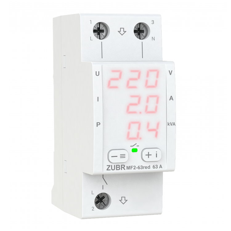Реле многофункциональное 63A ZUBR MF2-63 max 80A 13900BA Red (4820120221781) Реле многофункциональное 63A ZUBR MF2-63 max 80A 13900BA Red (4820120221781)