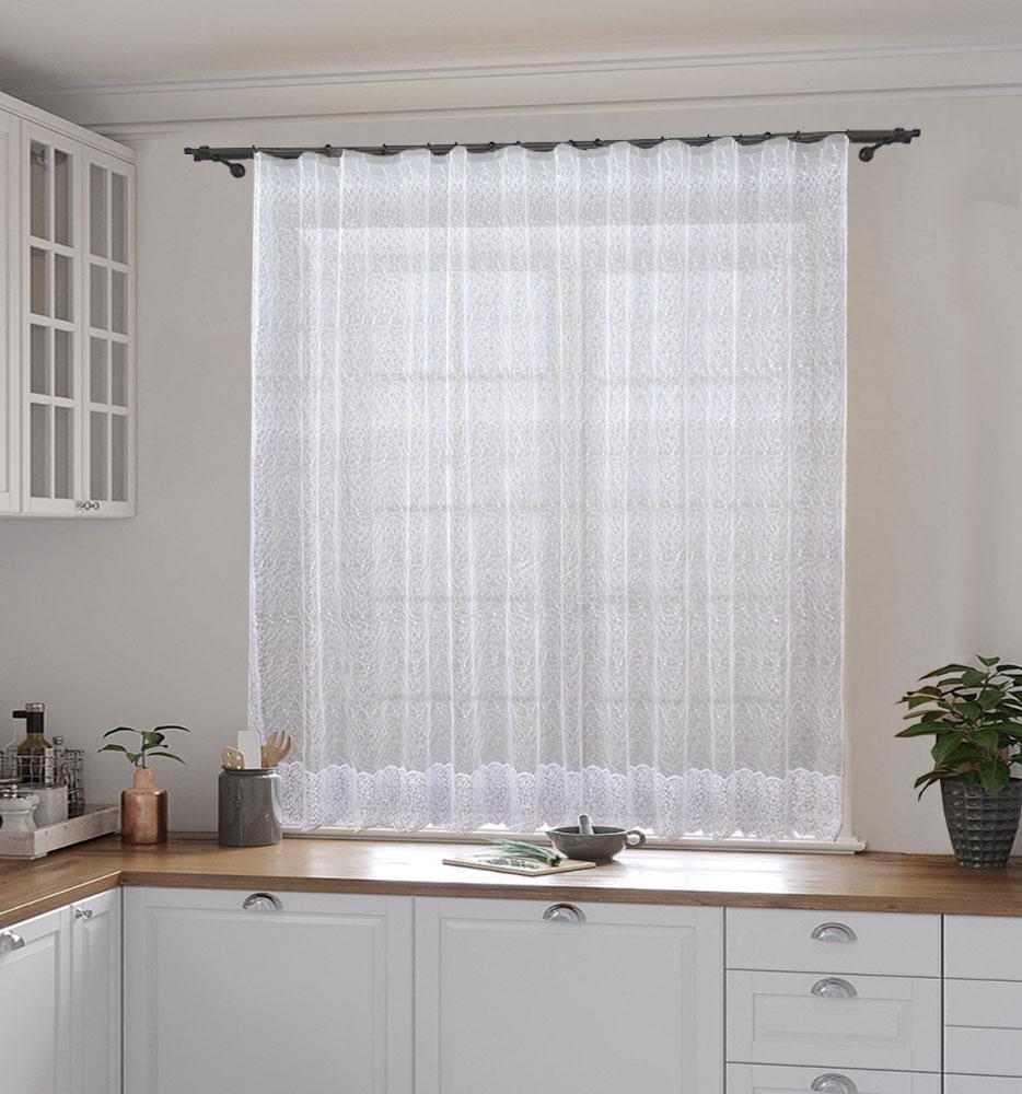 Тюль короткая Pivdenne 200х170 см 1 шт. фатин паутинка Белый (1001-200-170)