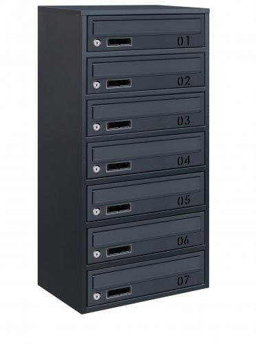 Почтовый ящик Галиндустрия Е2-07-B металлический многосекционный на 7 квартир Антрацитовый (132-119-000004778)
