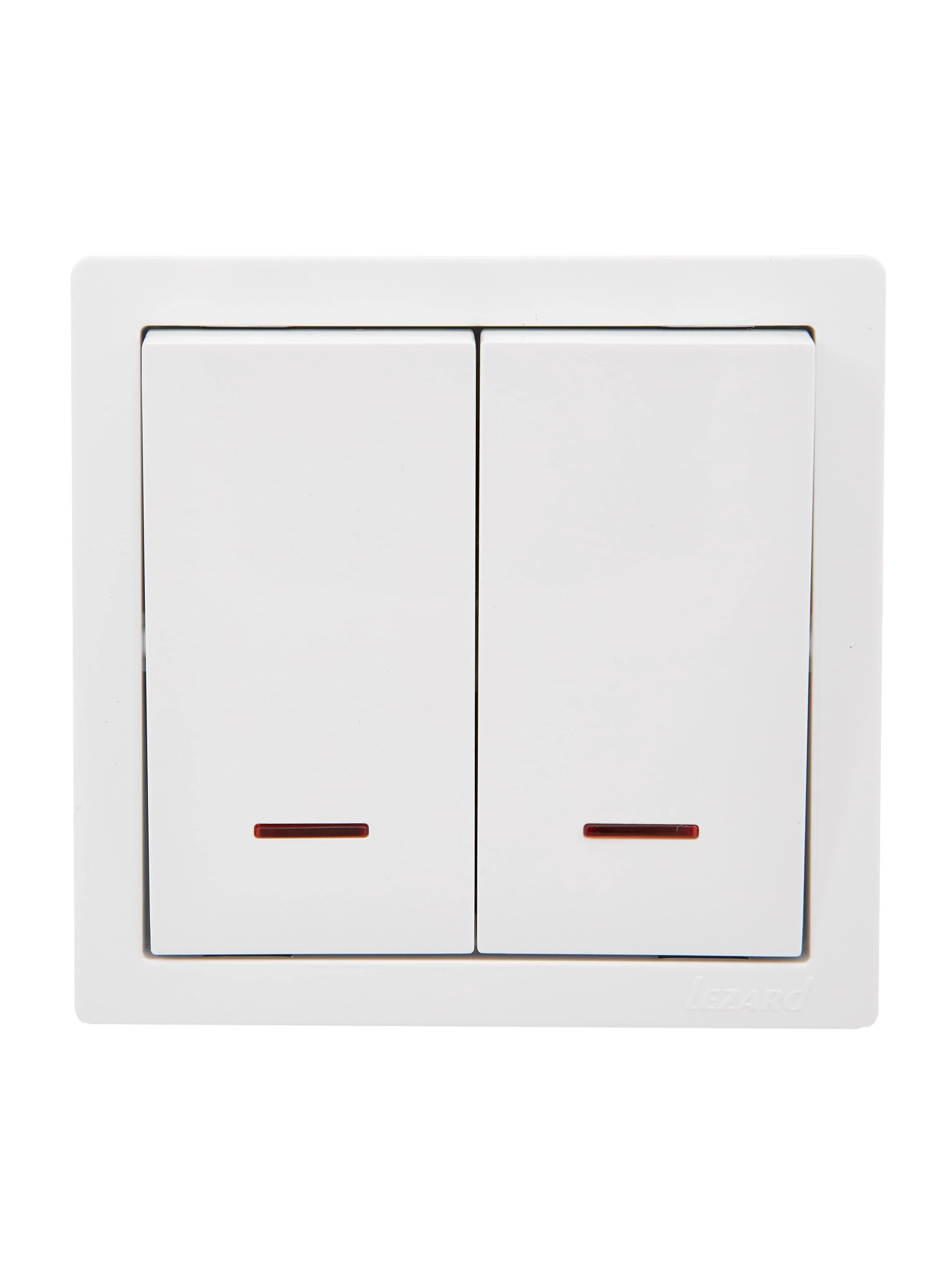 Выключатель двухклавишный Lezard LETO с подсветкой Белый (752-0200-112)