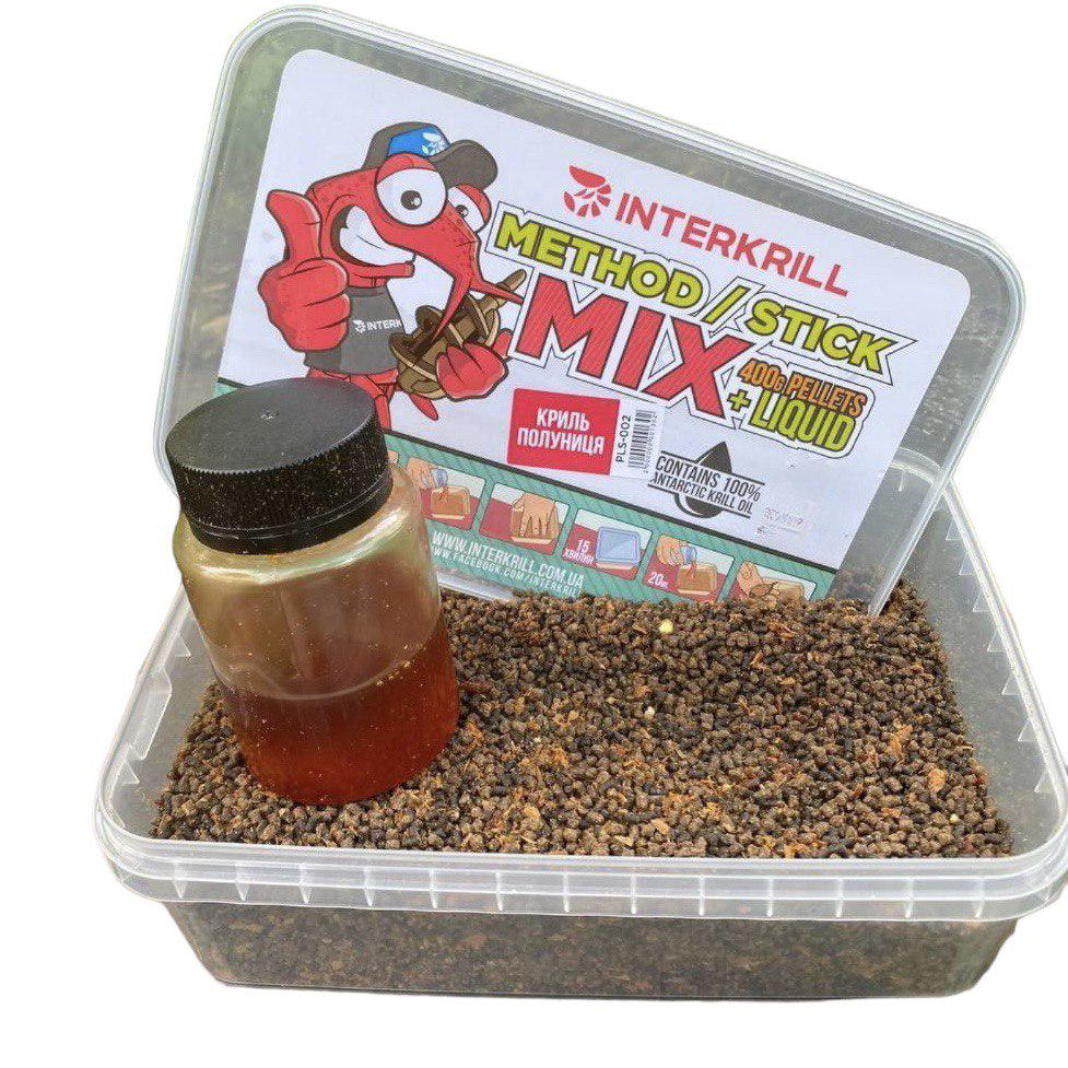 Подкормка INTERKRILL Flat Method Mix Stick Mix Криль-клубника 400 г (393)