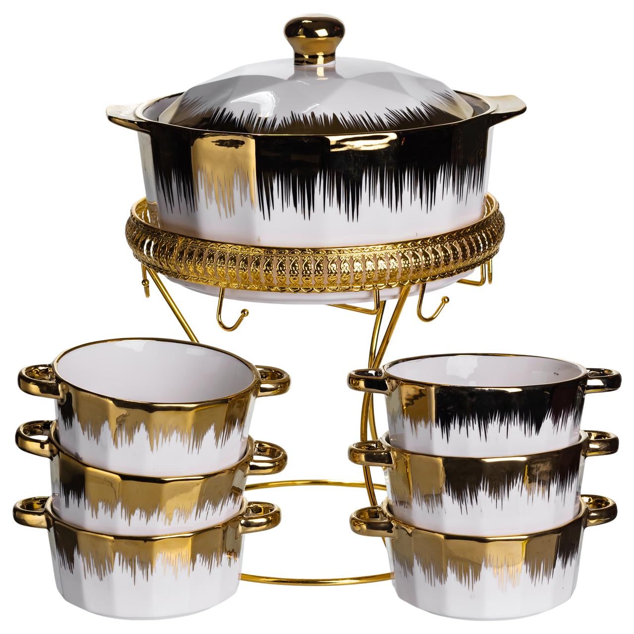 Суповой сервиз на 6 персон на подставке с бульонницами 2 л 300 мл (T35) Суповой сервиз на 6 персон на подставке с бульонницами 2 л 300 мл (T35)