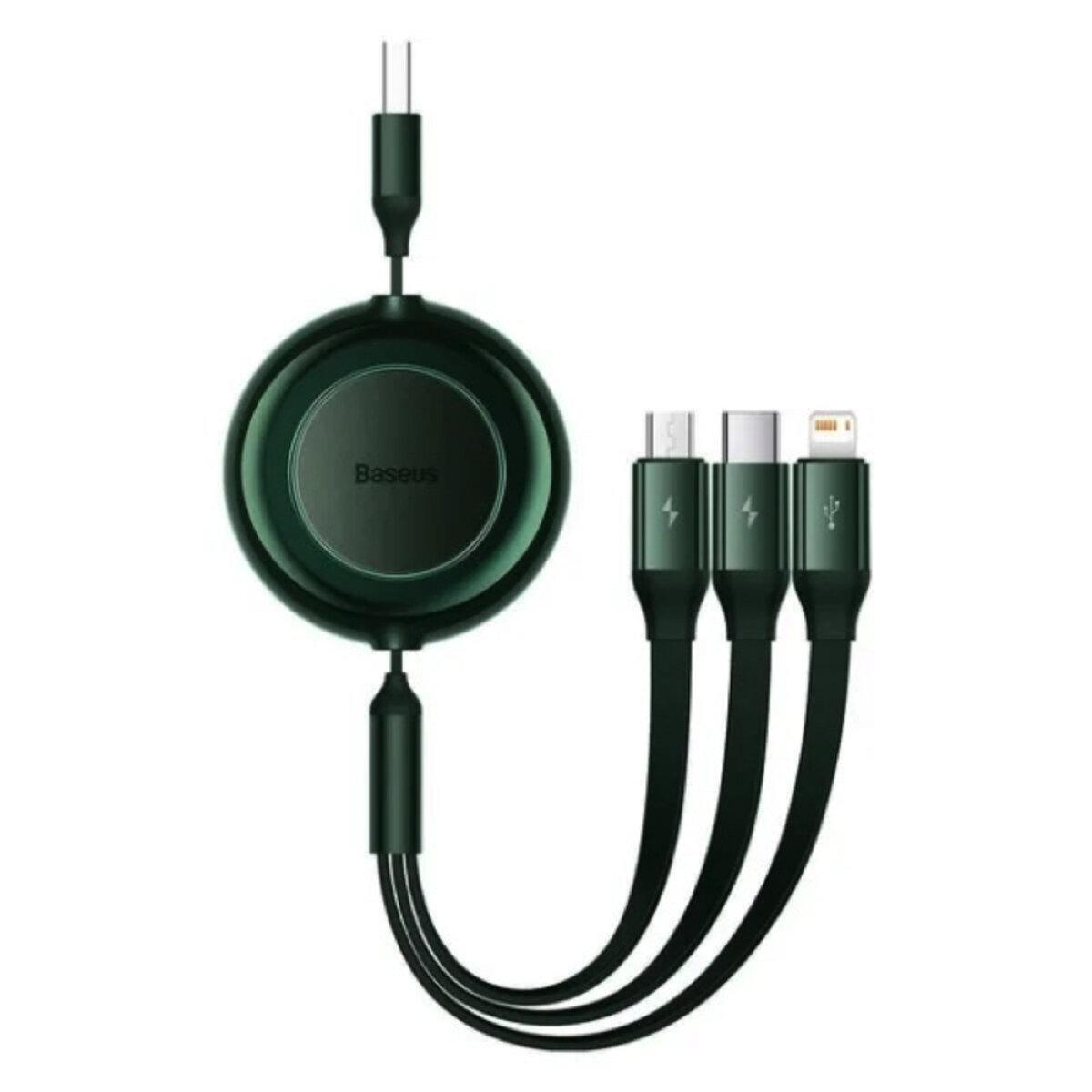 Кабель BASEUS Bright Mirror 2 Series 3в1 CAMJ010006 с USB на Lightning Micro USB Type-C 3.5A 1,1 м Green (567507)