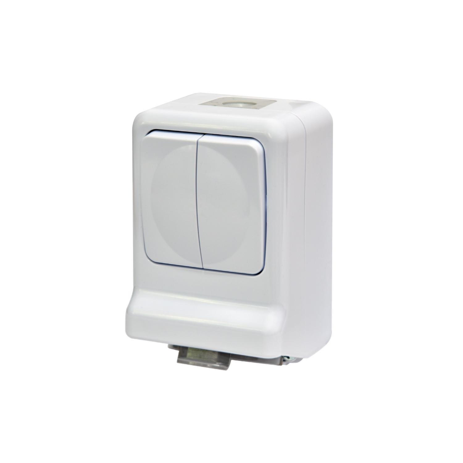 Розетка наружная ETI PRV-2 с заземлением/2-клавишным выключателем PC IP44 Белый (4481023) - фото 2