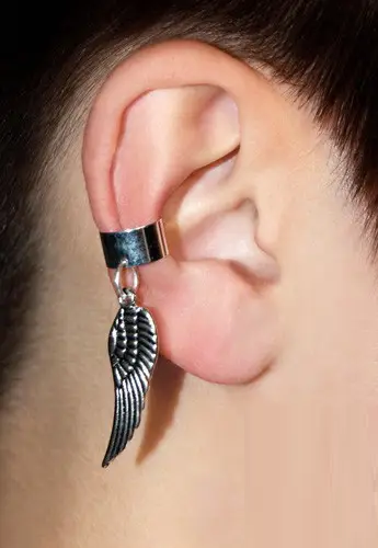 Каф на вухо з підвіскою орлине перо Сріблястий (1151974863)