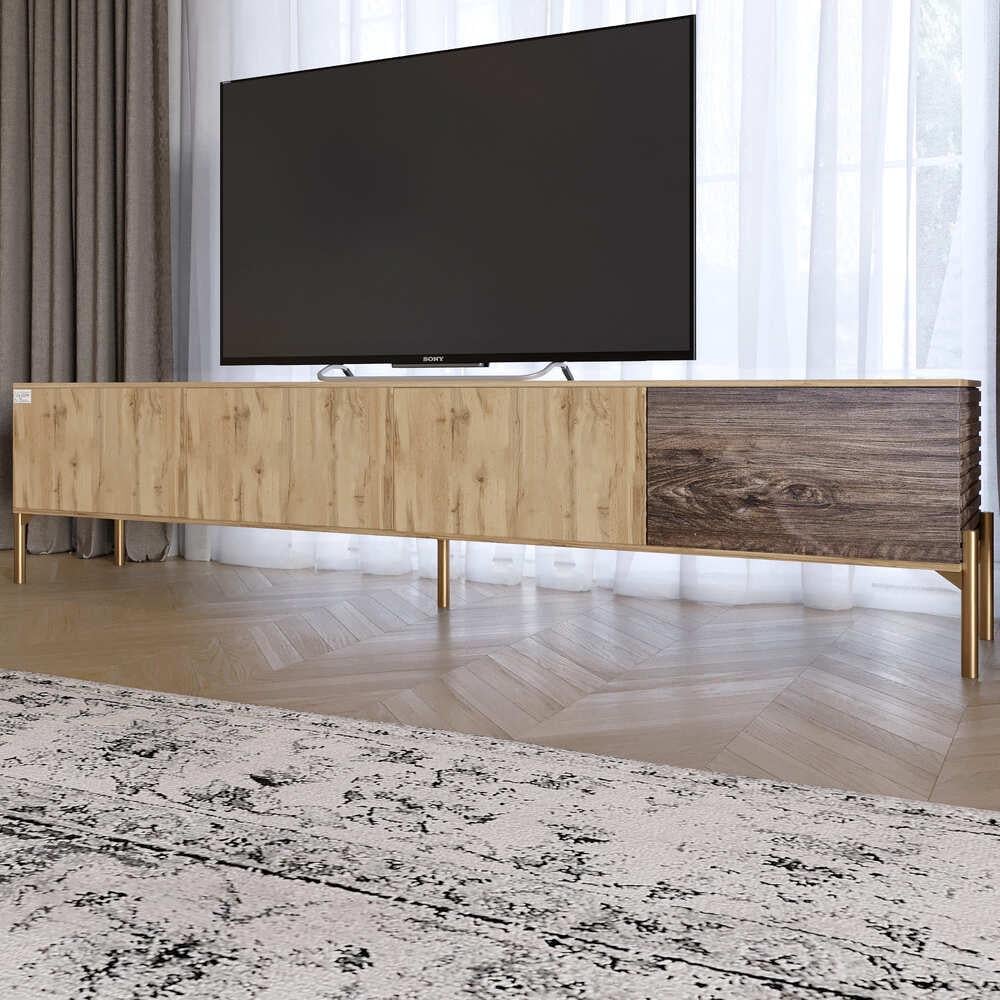 Тумба под телевизор Lion Грей на золотых металлических ножках Дуб Аппалачи/Дерево (000-000-2478)