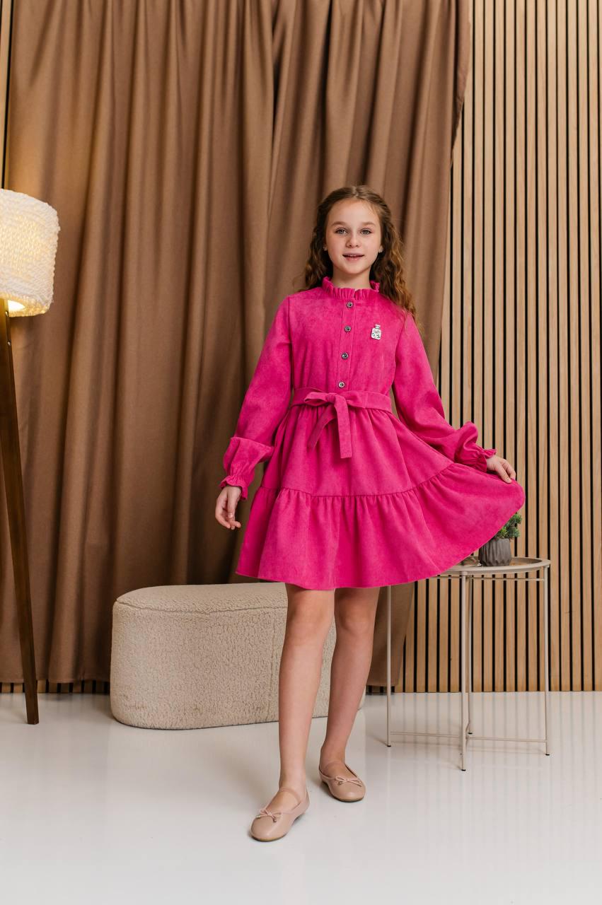 Сукня для дівчинки вельветова 146 см Малиновий (D-7300-146м) - фото 3