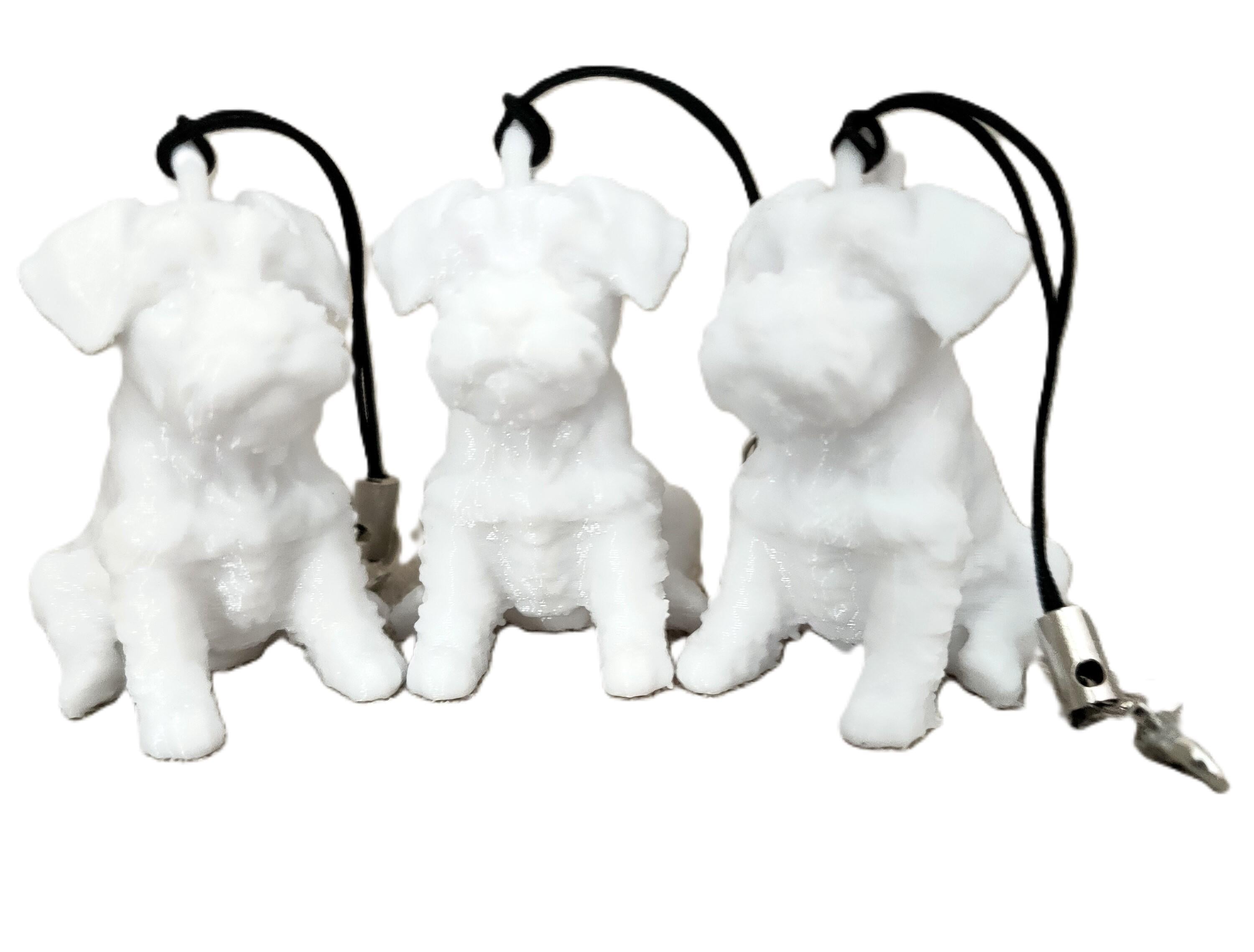 Брелок Три щенка 24х34х38 мм Белый (SNU-04G-BIL)