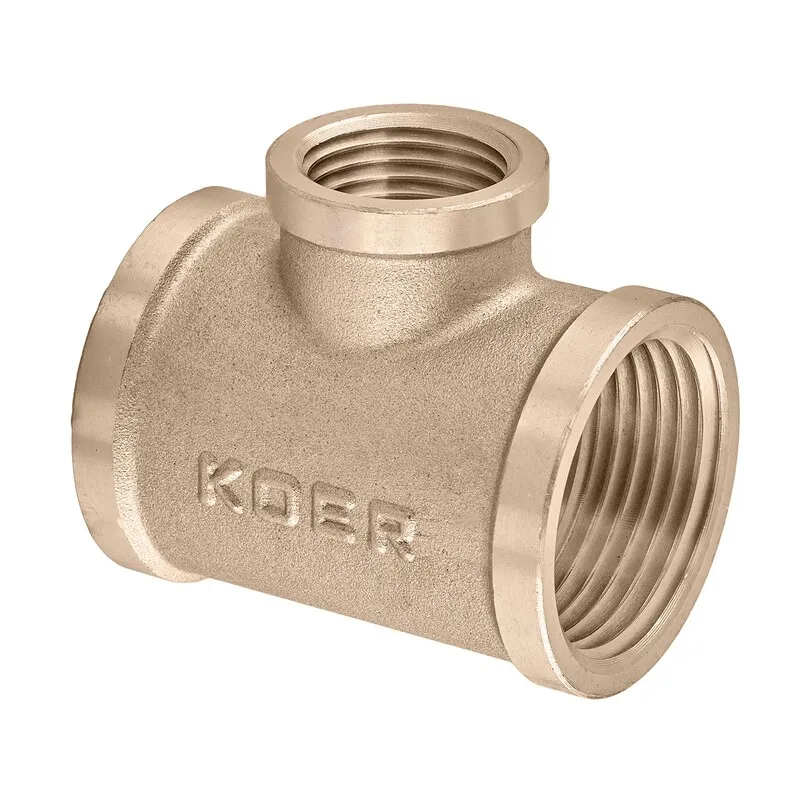 Тройник редукционный KOER KF.T100610F.WN 1х1/2x1" FFF резьбовой из латуни (OL-MX1530)