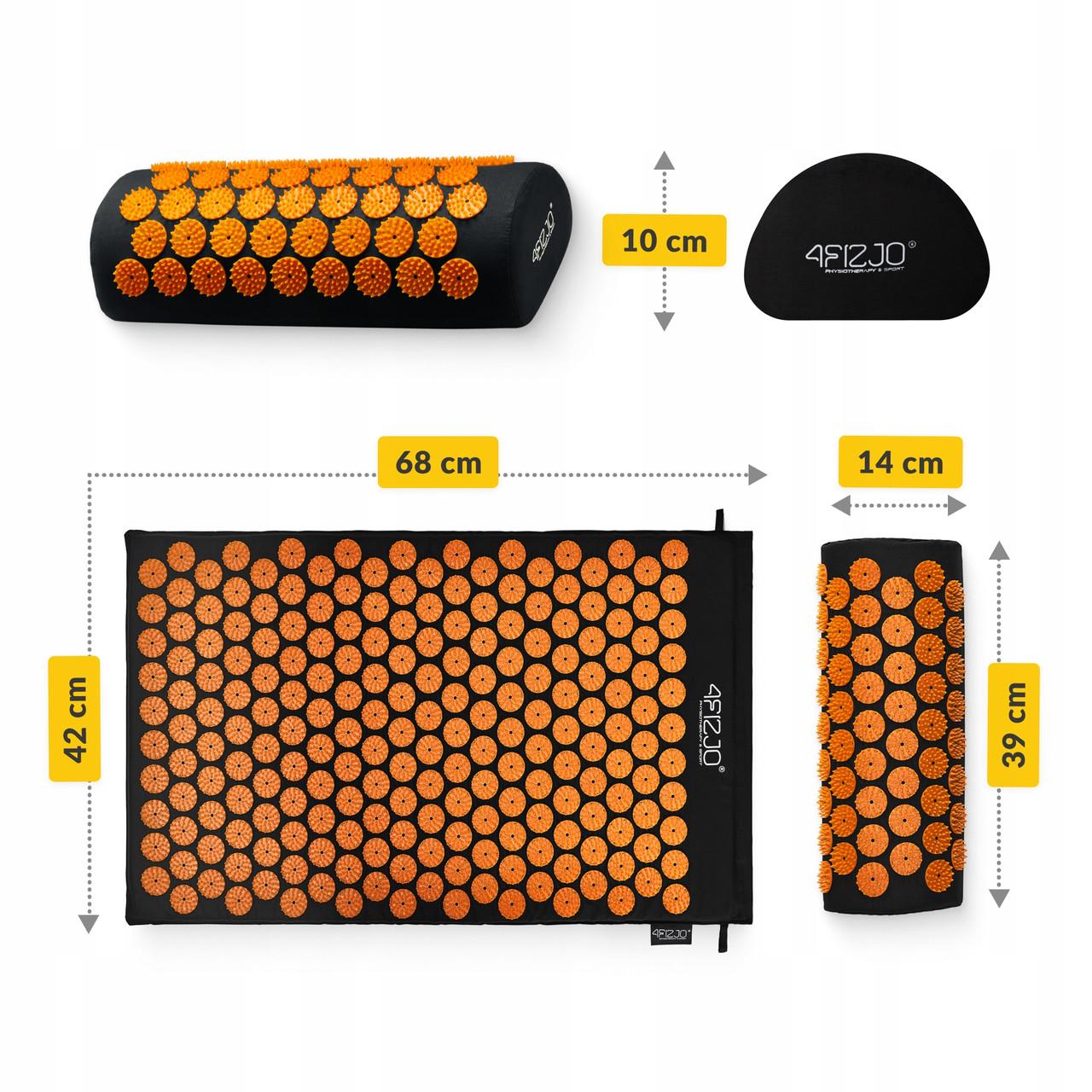 Килимок акупунктурний з валиком 4fizjo Classic Mat Аплікатор Кузнєцова Black/Orange (P-5907222931752) - фото 9
