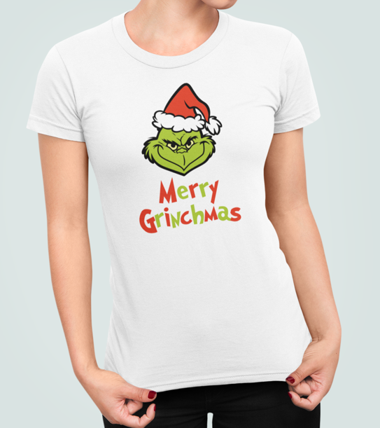 Футболка женская новогодняя Stedman с принтом Merry Grinchmas Гринч Похититель Рождества L Белый (НГ77.1-8)