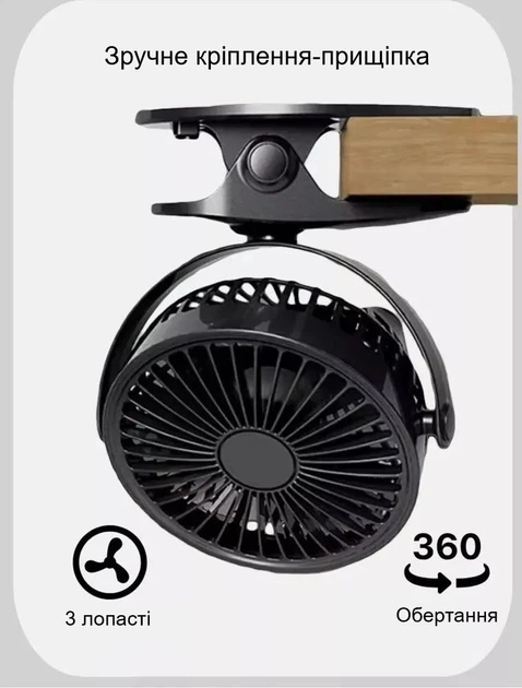 Вентилятор акумуляторний Memos handy mini fan з прищіпкою - фото 2