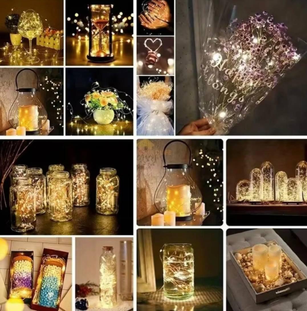 Гирлянда-нитка на батарейках Роса 2 м 20 LED желтый свет (d5e41877) - фото 4