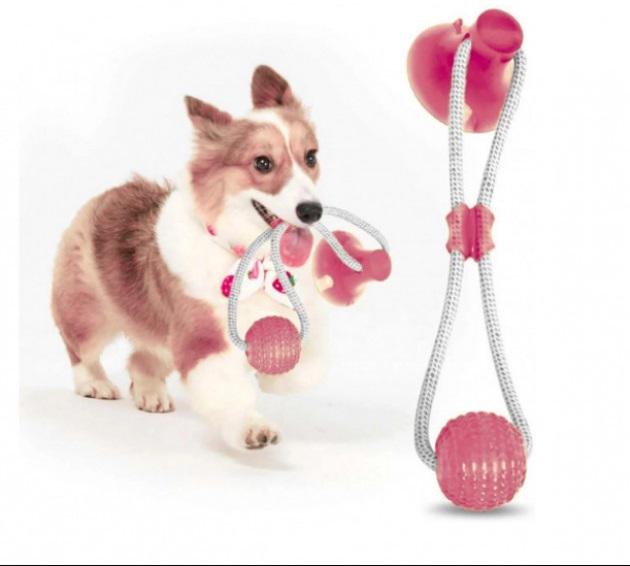 Іграшка Dog Toy Rope для домашніх тварин з присосками Рожевий (Toy-2046) - фото 4