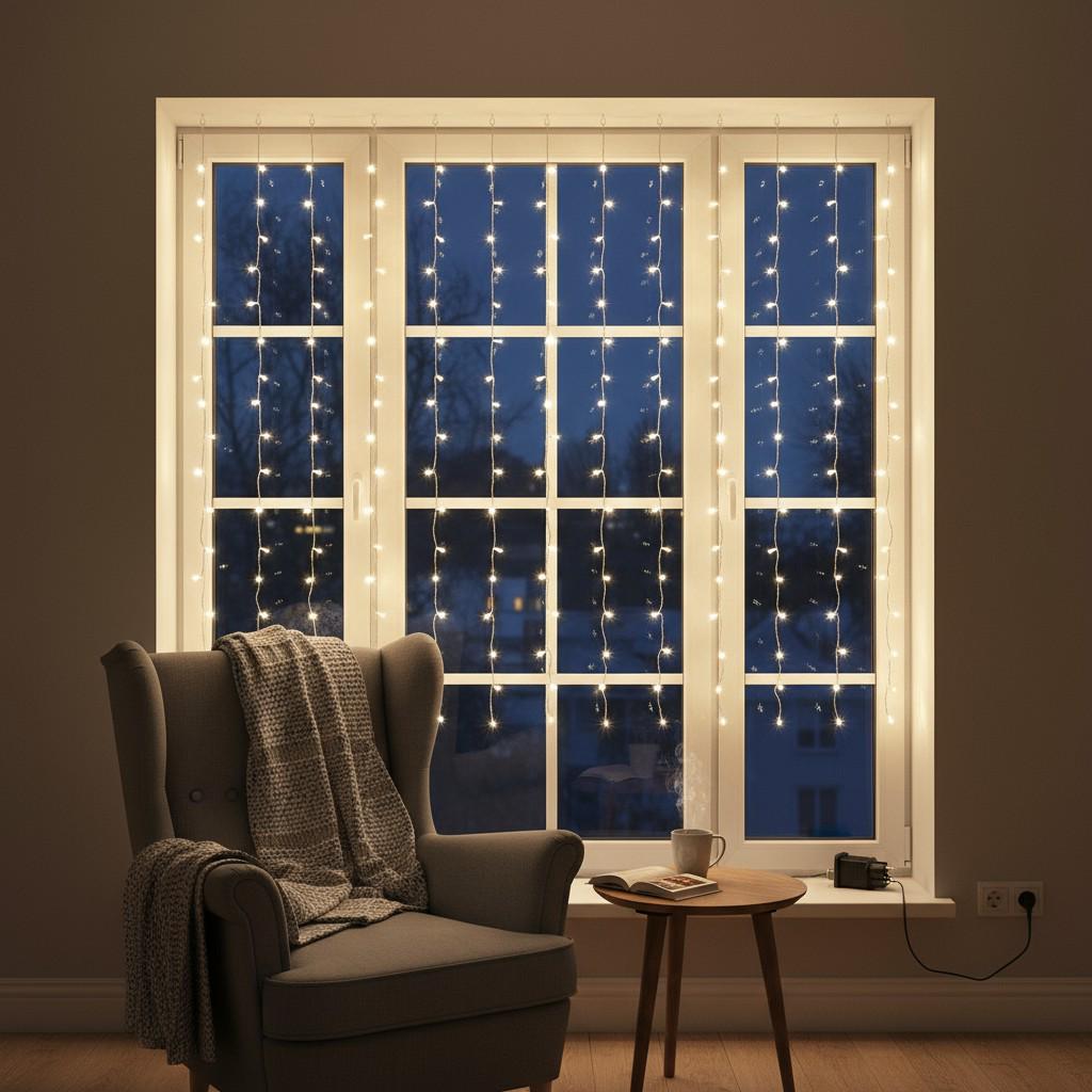 Гірлянда-штора новорічна Роса хвойна мережева лапа 3х2 м 400LED Білий (D400LED2MW) - фото 4