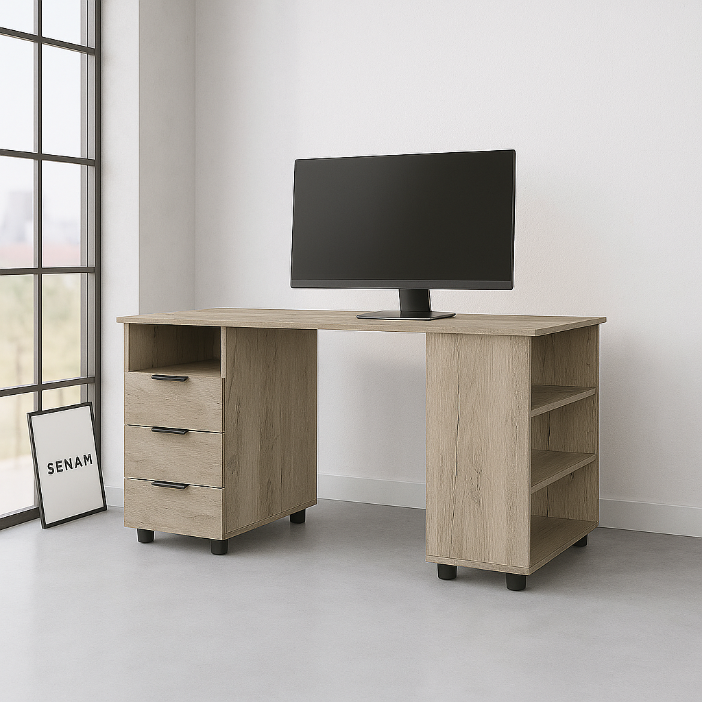 Стіл письмовий СП8 3Я SENAM 750х1400х500 мм ДСП Дуб Крафт Сірий