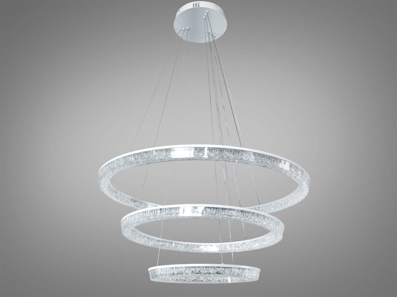 Потолочная люстра для гостиной LED D9711/800+600+400WH 3 кольца 148 Вт с пультом Белый (3003780580)