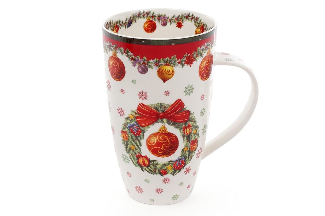 Кружка фарфоровая BonaDi Рождественский орнамент 600 мл (498-213)