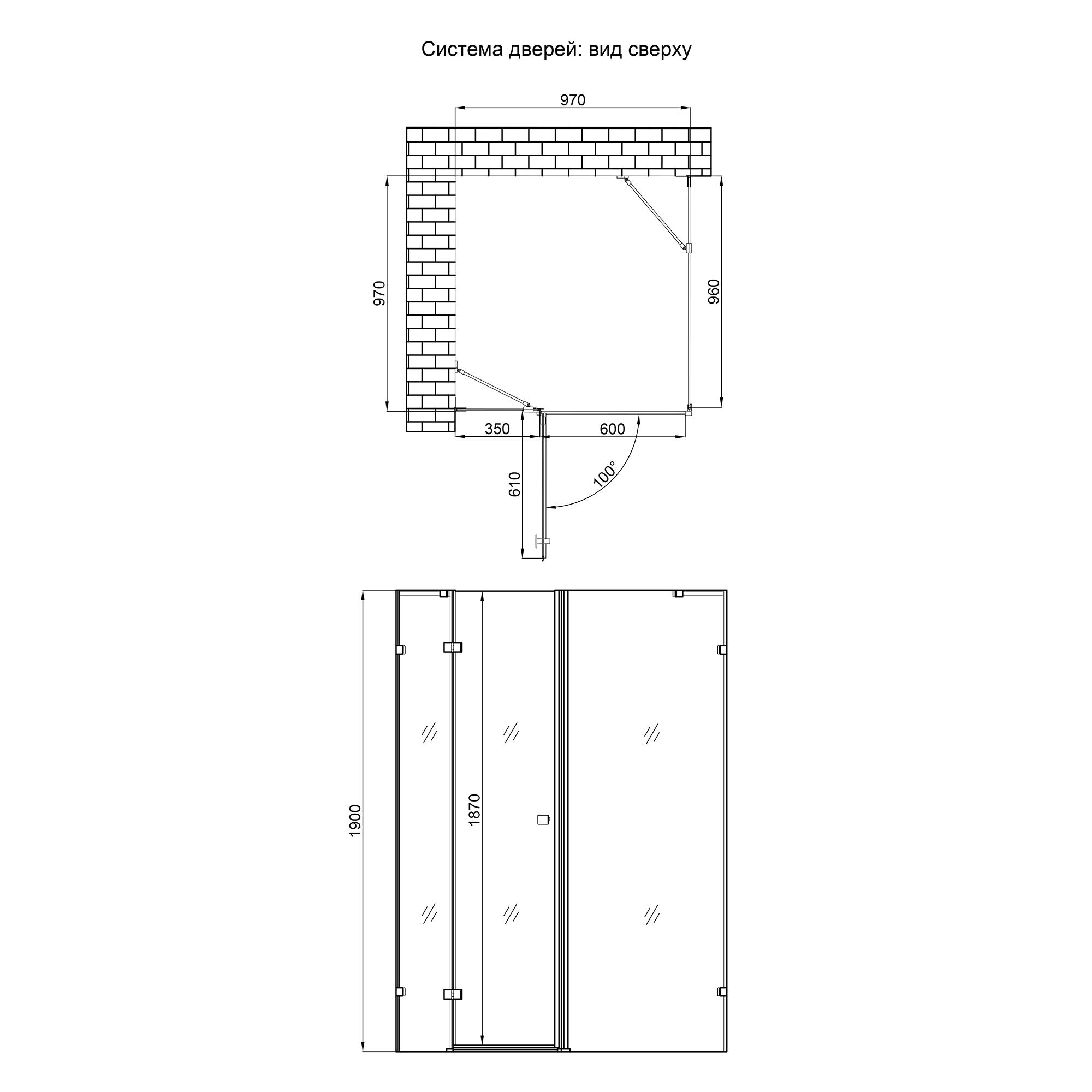 Душова кабіна Qtap CAPRICORN CRM1011SC6 без піддону зі склом Clear 6 мм 100х100 см (7190797) - фото 2