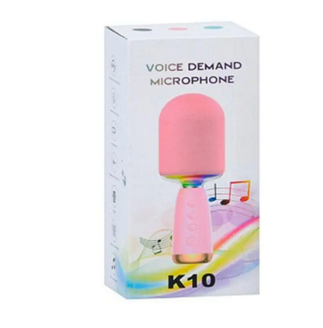 Мікрофон K10 акумулятор світло BТ в коробці 10-235-9 см