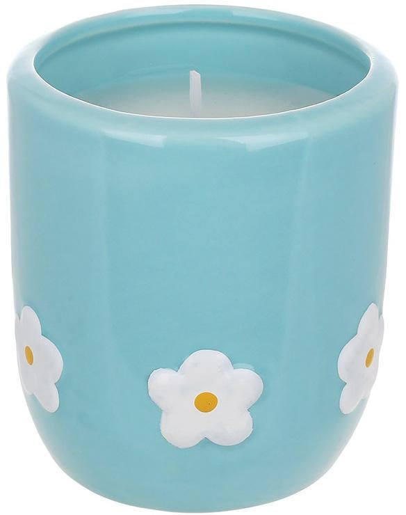 Подсвечник фарфоровый Ромашки с восковой свечой 7,5 см Голубой Подсвечник фарфоровый Ромашки с восковой свечой 7,5 см Голубой