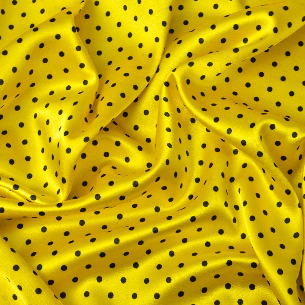 Ткань платевая атлас Горохи мелкие Лимон (13426)