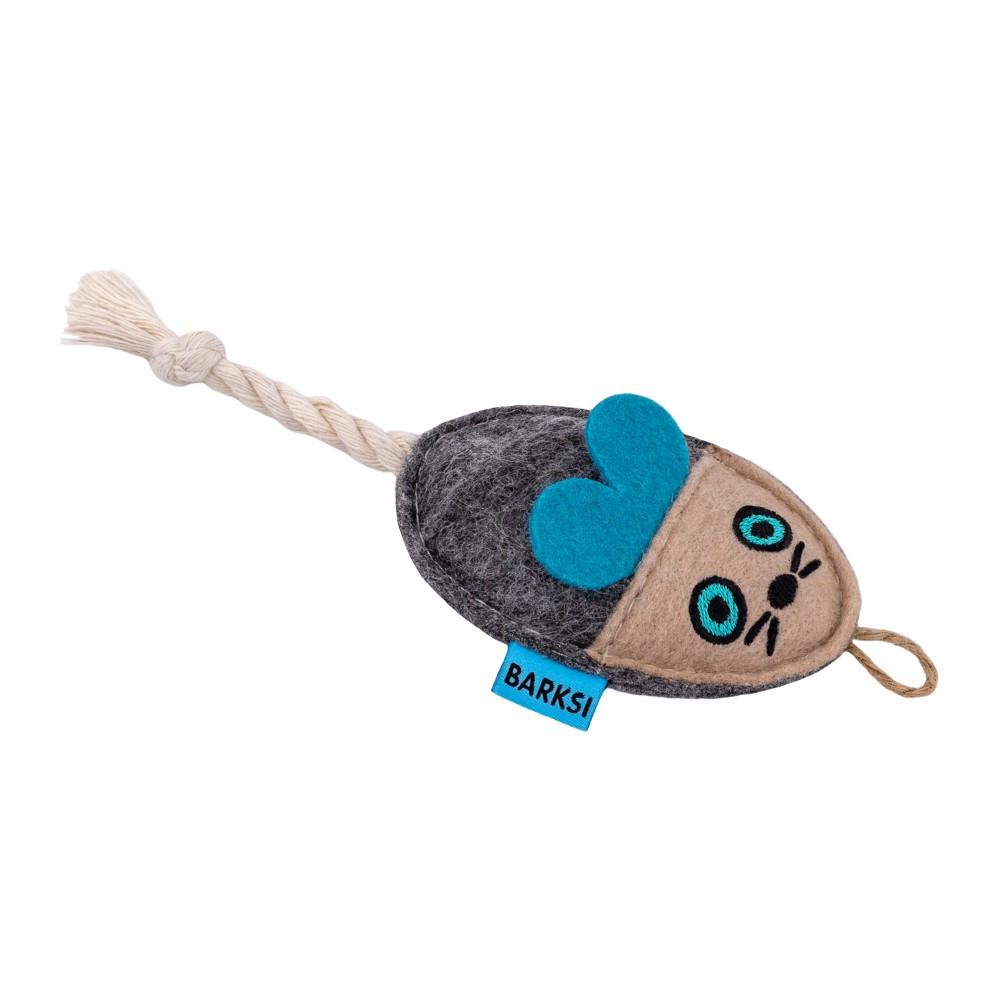 Іграшка для котів Barksi Мишка фетрова з канатом Сірий - фото 3 Іграшка для котів Barksi Мишка фетрова з канатом Сірий - фото 3