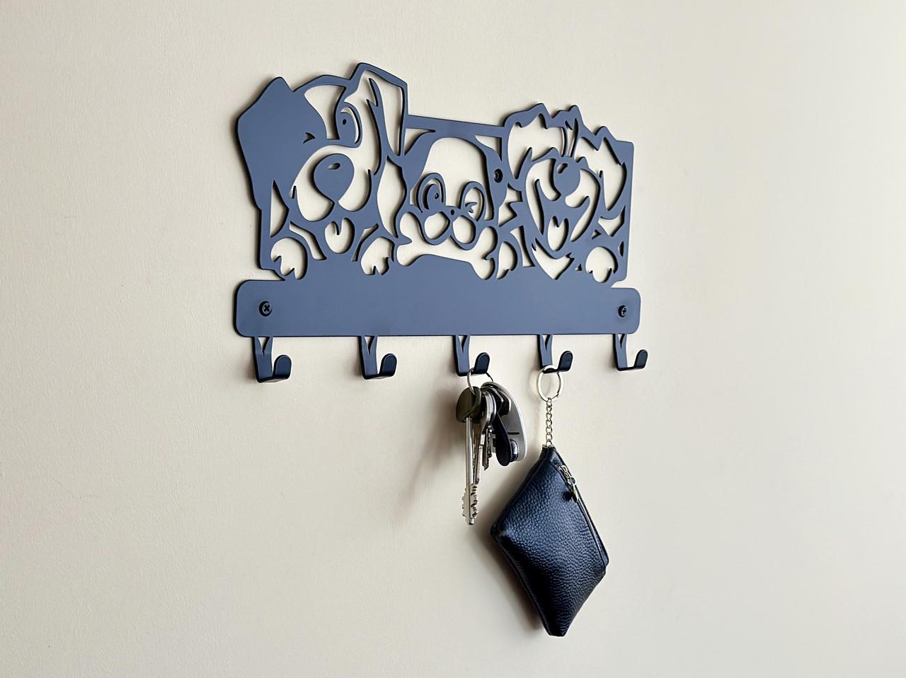 Вішалка для одягу та аксесуарів Песики 5 гачків ширина основи для гачків 40 см (2702256M) - фото 4