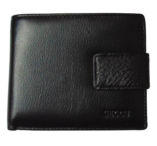 Кошелек мужской из натуральной кожи Geccu 258 на магните Черный (1691615374)