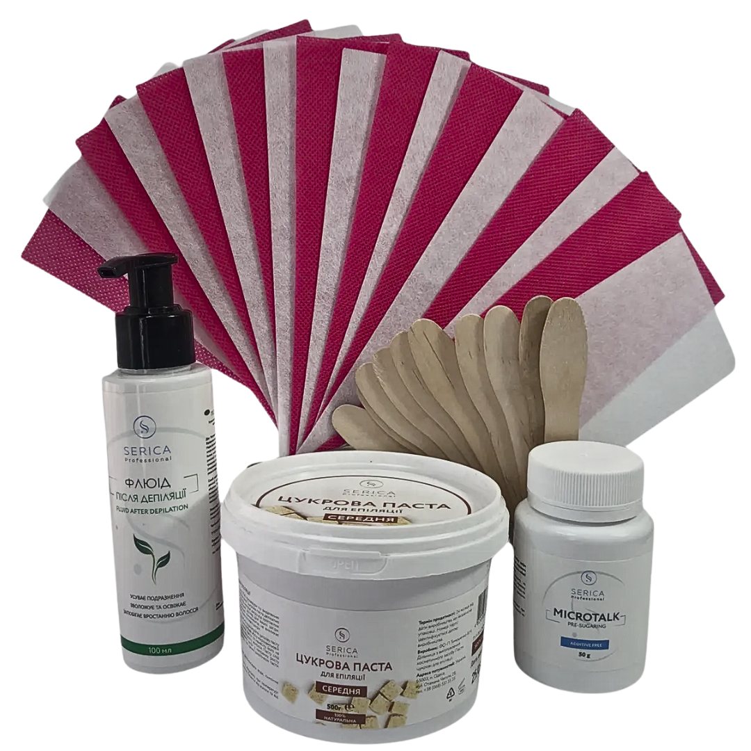 Набор для шугаринга Serica тальк/флюид/полоски/шпатели/сахарная паста 500 г 5 пр. (SN-500)