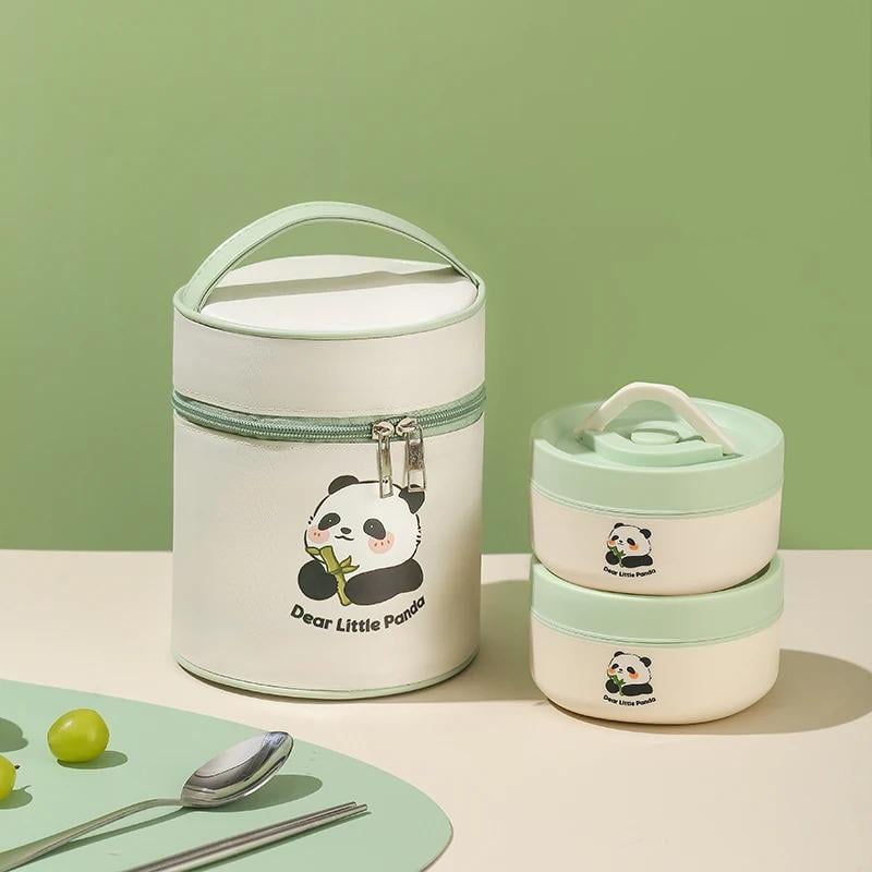 Набор ланч-боксов Panda 2 шт. 420/620 мл с термосумкой/герметичные контейнеры из нержавеющей стали 304 (906373)