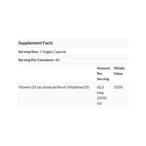 Витамин D Doctor's Best Vegan D3 2,500 IU 60 Veg Caps - фото 2
